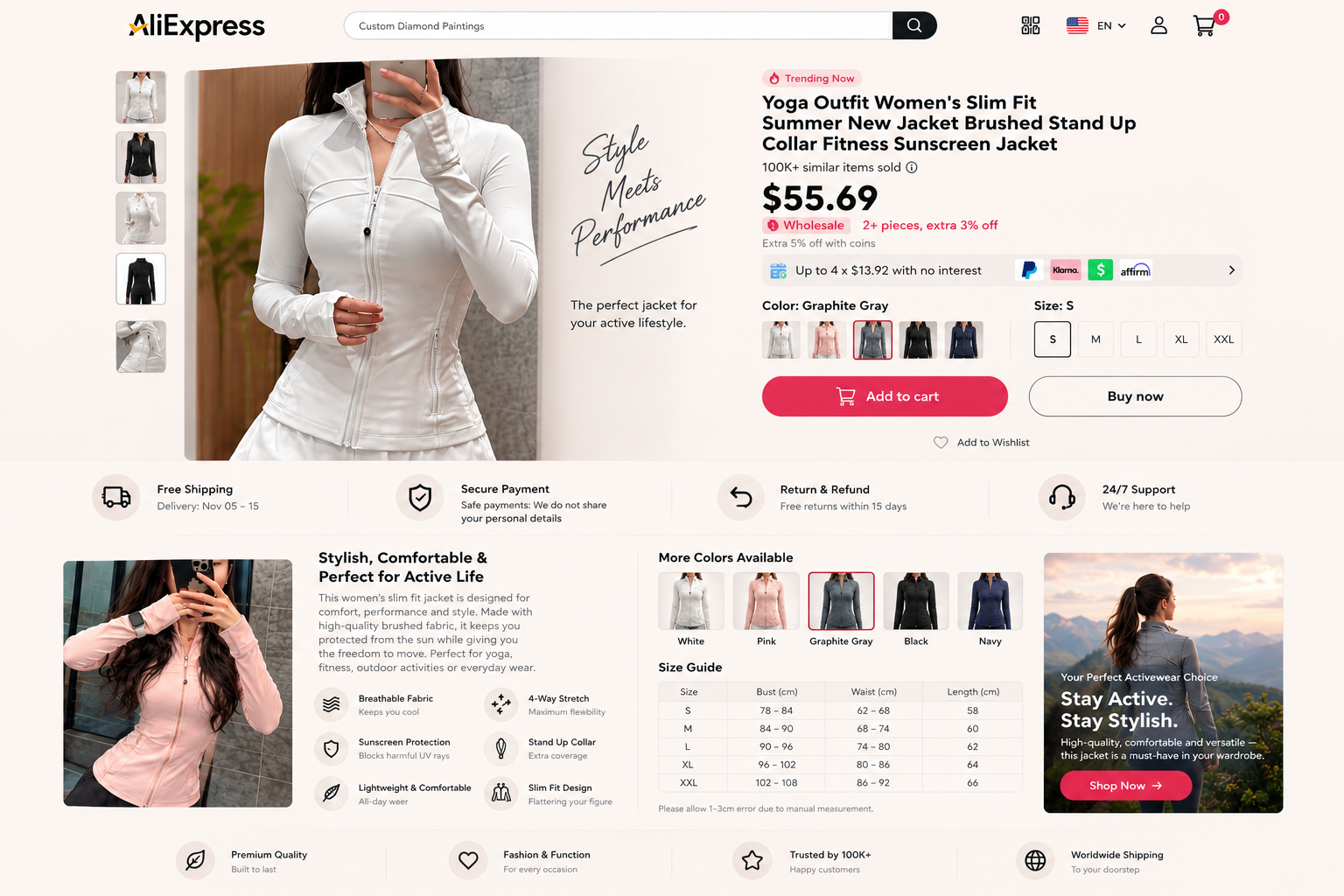 Women's fitted sporty jackets in different colors